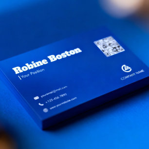 Cartão de Visita com Gradiente Azul Moderno e Códi