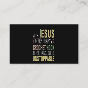 Cartão De Visita Com Jesus Em Seu Coração, Gancho De Crochet Na M