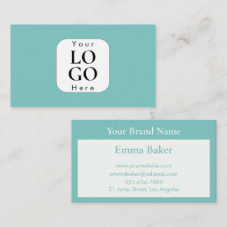 Cartão de Visita com Logo Personalizado Azul Turqu