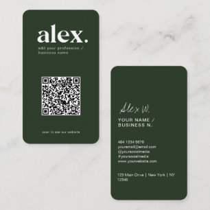 Cartão de Visita com Logo QR Code Verde Escuro Mod