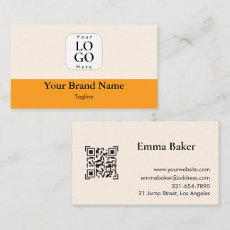 Cartão de Visita com Logotipo de Código QR Laranja