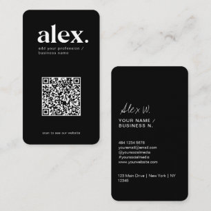 Cartão de Visita com Logotipo de Código QR Preto e