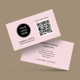 Cartão de Visita com Logotipo de Código QR Rosa Mo