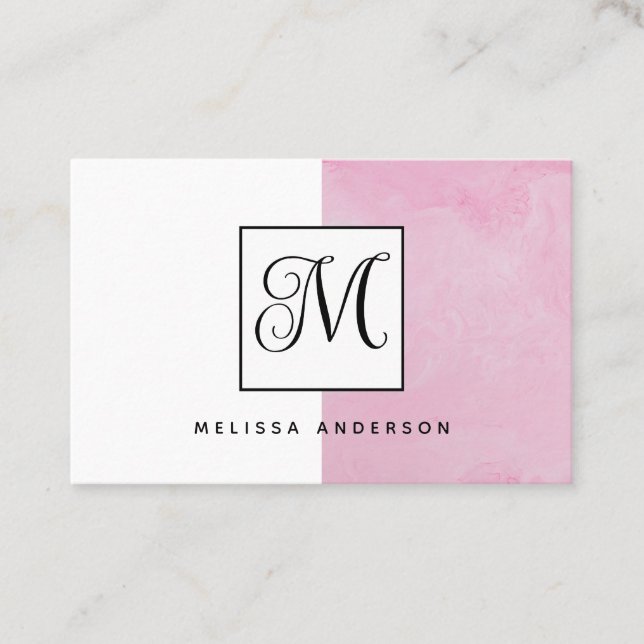 Cartão de visita com monograma e fundo. (Frente)