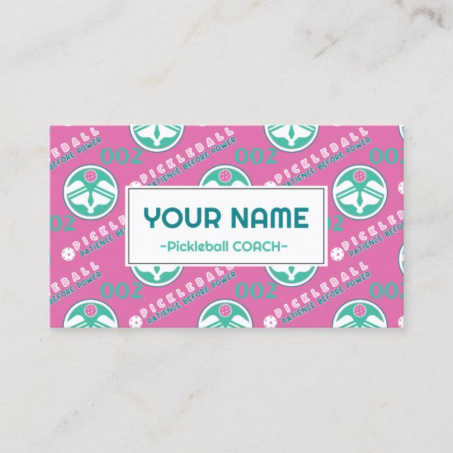 Cartão De Visita Com o texto Pickleball: paciência antes do poder (Frente)