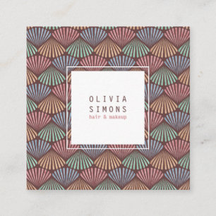 Cartão de visita com padrão de retro-conchas.