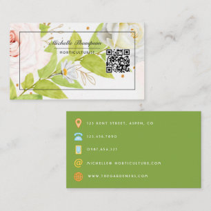 Cartão de Visita com QR Code Floral