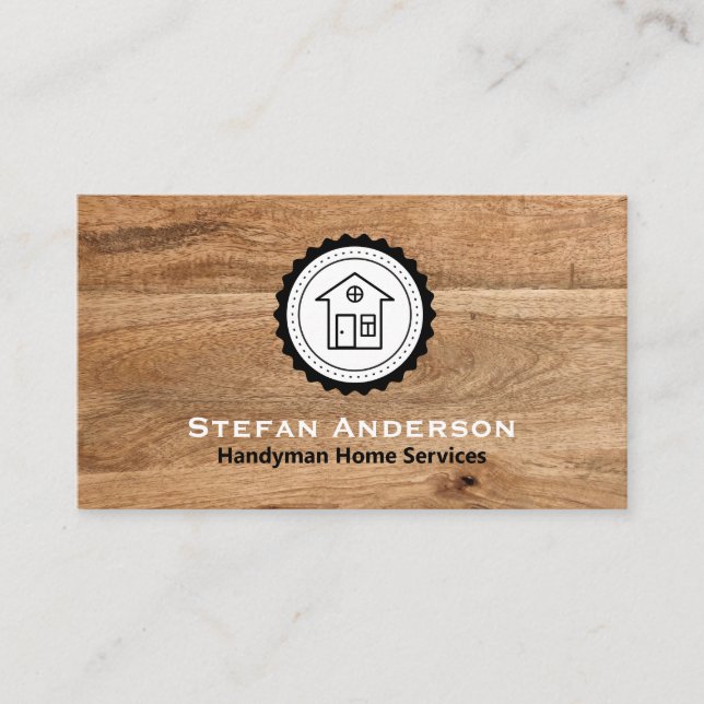 Cartão de visita com textura de madeira (Frente)