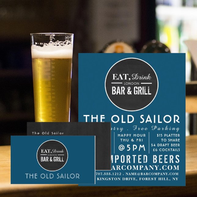Cartão De Visita Coma, Beba o Bar e o logotipo Grill, Pub/Brewery (Criador carregado)