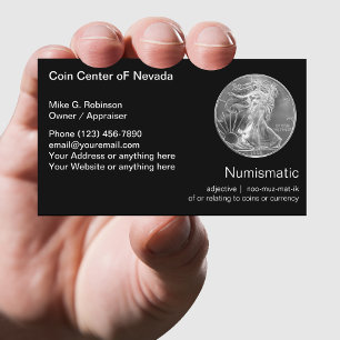 Cartão De Visita Comerciante de Coleção de Moedas Numismáticas
