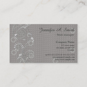 Cartão De Visita Comércio floral de cinzas elegante e clássico