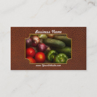 Cartão De Visita Comida - cebolas, tomates, pimentas, e pepinos