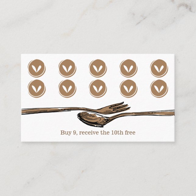 Cartão De Visita Comida Coma Lealdade à Spoon Chef Cozinhar de Almo (Frente)