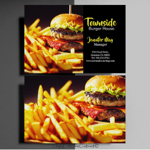 Cartão De Visita Comida Diner Beef Burger E Fries House Restaurante
