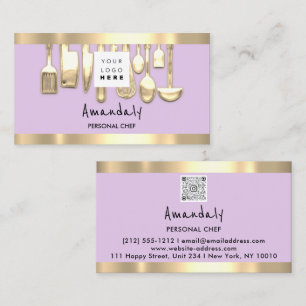 Cartão De Visita Comida do Restaurante do QRCode Personal Chef Lila