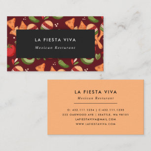 Cartão De Visita Comida Mexicana Vermelha e Verde