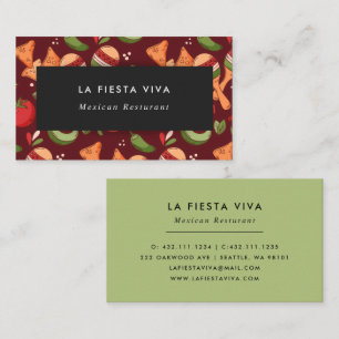 Cartão De Visita Comida Mexicana Vermelha e Verde