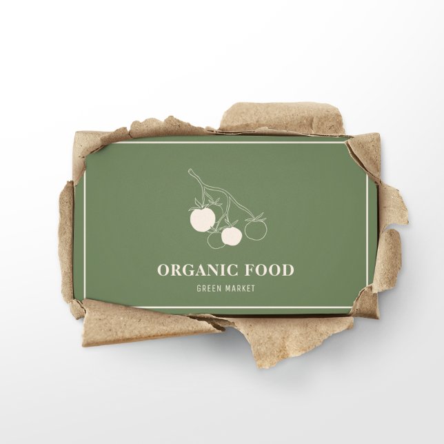 Cartão De Visita Comida Orgânica Verde Moderna | Logotipo de mercad (Criador carregado)
