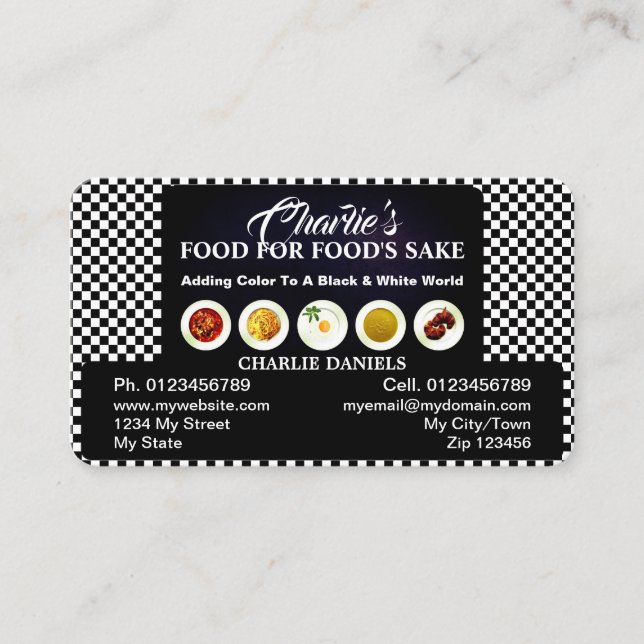 Cartão De Visita Comida Para O Café Restaurante Do Sake Comida Veri (Frente)