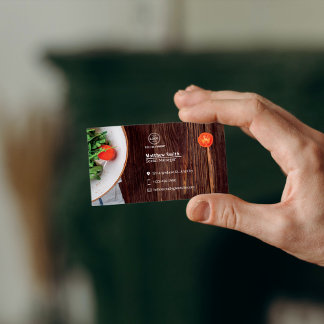 Cartão De Visita Comida Simples e Moderna Design de Chef Pessoal Sa