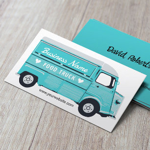 Cartão De Visita Comida Truck Street Kitchen Van Catering Teal