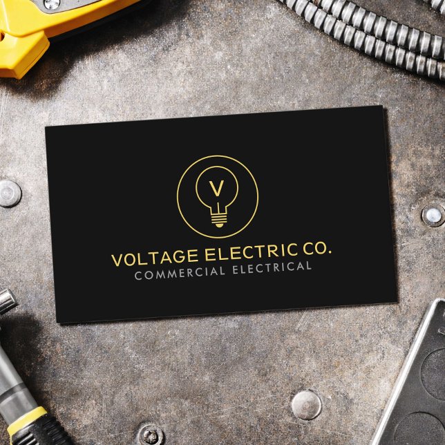 Cartão De Visita Commercial Electrician Professional Black (Criador carregado)