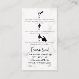 Cartão De Visita Como aplicar o comando Press-On Unhas Instructions