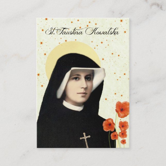Cartão De Visita Compaixão divino de St. Faustina do Chaplet de (Frente)