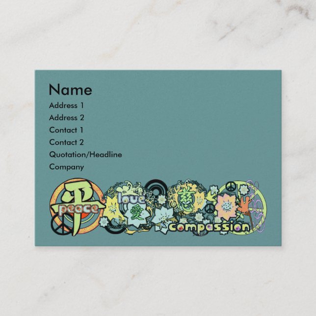 Cartão De Visita Compaixão pelo Amor de Paz (Frente)