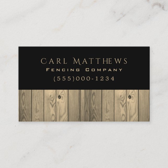 Cartão De Visita Companhia de Design de Cerca de Madeira de Estilo  (Frente)
