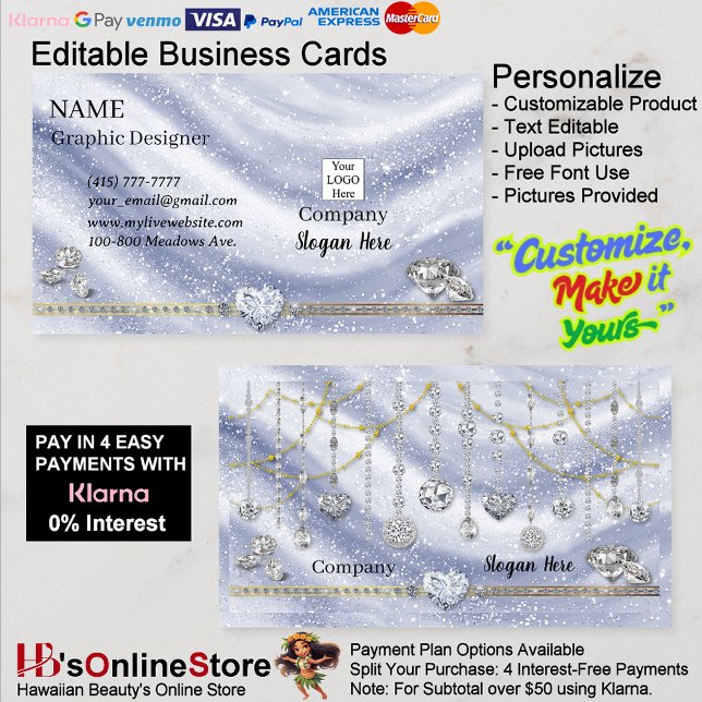 Cartão De Visita Company Silver Gold Elegant Sparkle Diamond   (Company Silver Gold Elegant Sparkle Diamond Business Card.)