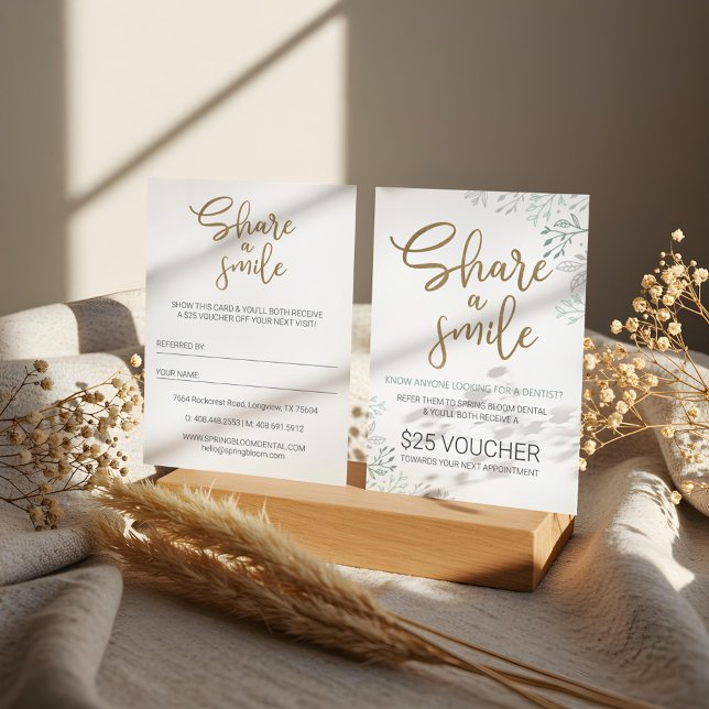 Cartão De Visita Compartilhe um programa de consulta dentária de so (Share a Smile Dental Referral Program Business Card)