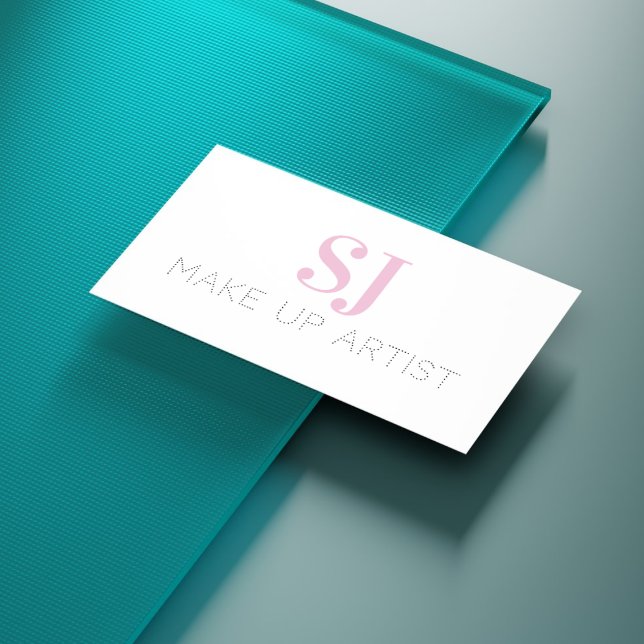 Cartão De Visita Compensar o Monograma Mínimo do Artista Rosa (Criador carregado)