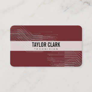 Cartão De Visita Componente do conselho de circuito vermelho escuro