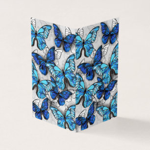 Cartão De Visita Composição de Borboletas Brancas e Azuis