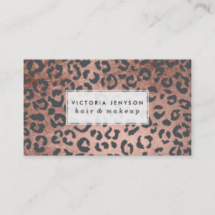 Cartão De Visita Composição moderna do leopardo do ouro do rosa do