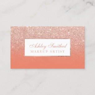 Cartão De Visita Composição salmon do ombre do brilho cor-de-rosa