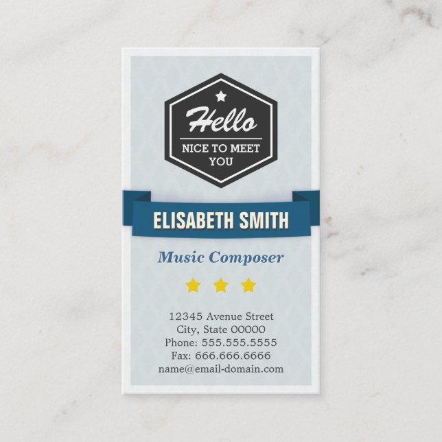 Cartão De Visita Compositor de música - Na moda de retrato criativo (Frente)
