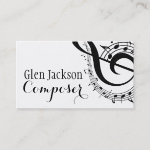 Cartão De Visita Compositor Musical Profissional Moderno Notas Musi