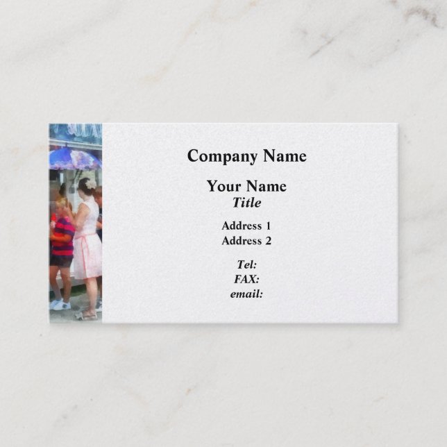 Cartão De Visita Comprar Sorvete na Feira (Frente)