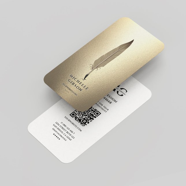 Cartão De Visita Comprimento Dourado do Monograma Notário Elegante (Elegant Modern Notary Monogram Gold White Business Card
)