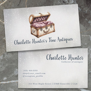 Cartão De Visita Compro antigo, elegante tronco velho estofado da s