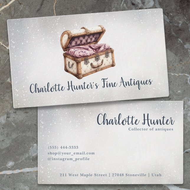 Cartão De Visita Compro antigo, elegante tronco velho estofado da s (Criador carregado)