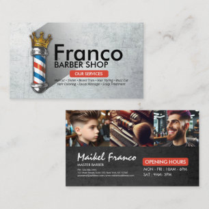 Cartão De Visita Compro Barber Crown Barber Pole Hair Salon FOTO