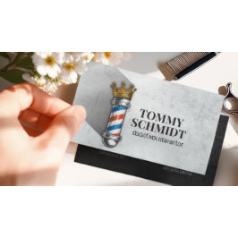 Cartão De Visita Compro Barber Hair Código QR da Coroa Real Barber 
