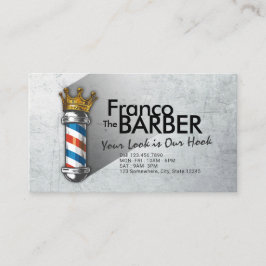 Cartão De Visita Compro Barber Hair Código QR da Coroa Real Barber 