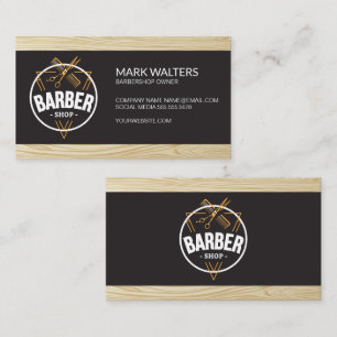 Cartão De Visita Compro Barber Logotipo Barber Madeira