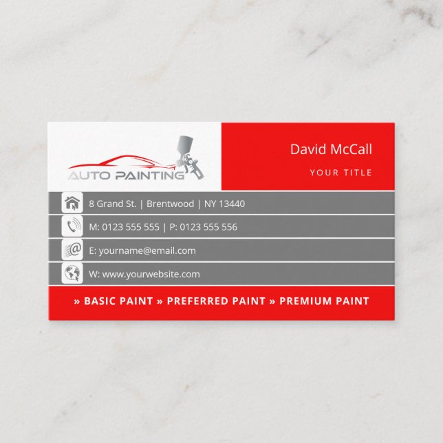 Cartão De Visita Compro de Corpo Automático e Pintura | Paint Spray (Frente)