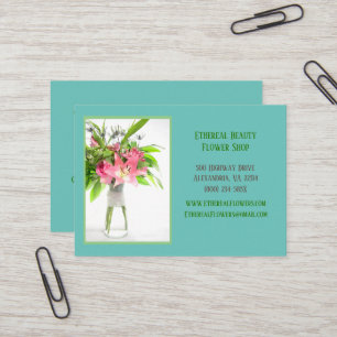 Cartão De Visita Compro de Flor Botânica Teal