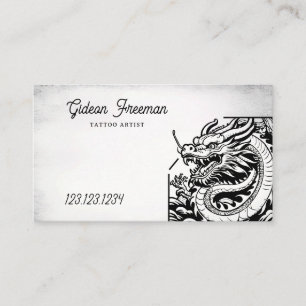 Cartão De Visita Compro de Tatuagem do Dragão Chinês Preto e Branco